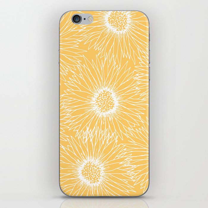 Yellow Sunflowers Line Art iPhone Skin
