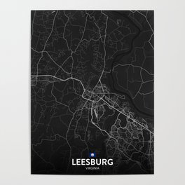 Leesburg, Virginia, United States - Dark City Map Poster