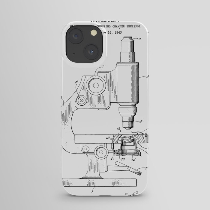 Microscope Patent - Scientist Art - Black And White iPhone Case