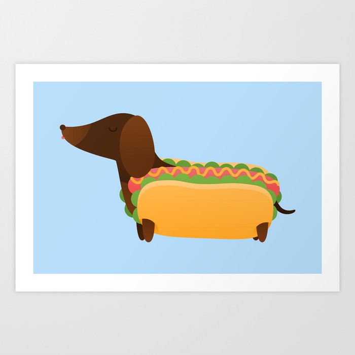Wiener Dog in a Bun Art Print