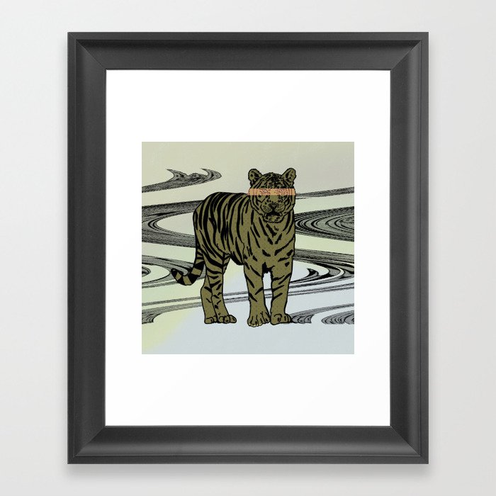 Graphic Tiger Glitch Framed Art Print
