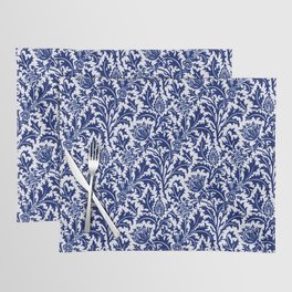 William Morris Thistle Damask, Cobalt Blue & White Placemat