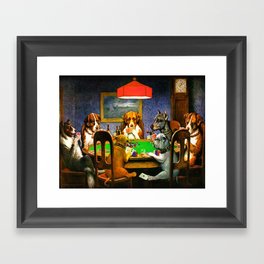  Dogs Playing Poker, by Cassius Marcellus Coolidge - Vintage Painting Framed Art Print