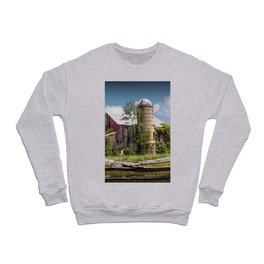 Old Abandoned Barn in West Michigan with Wooden Rail Fence Crewneck Sweatshirt