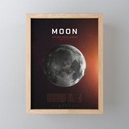 Moon Earth satellite. Poster background illustration. Framed Mini Art Print