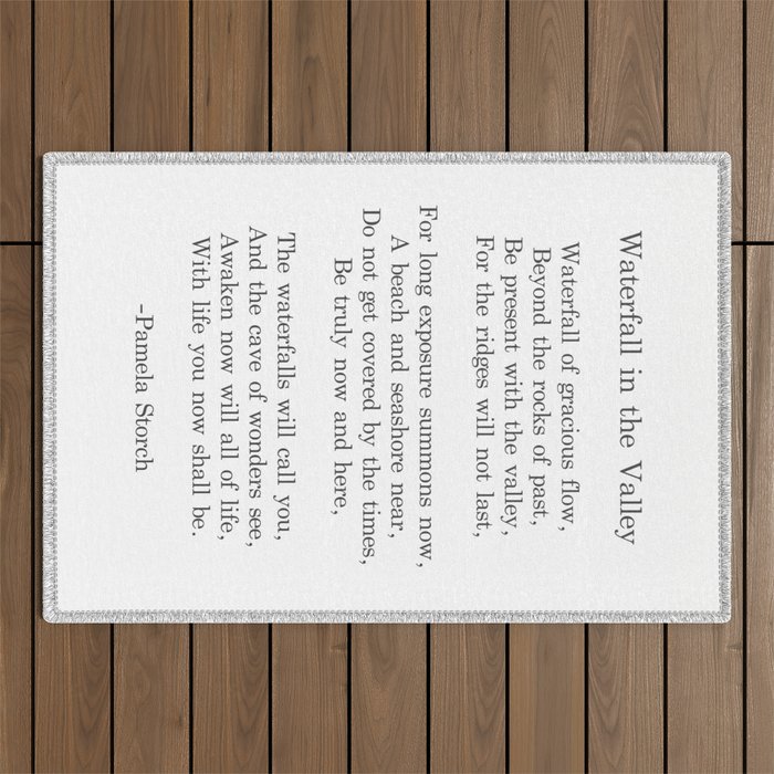 Waterfall in the Valley Poem Writer's Edition Outdoor Rug
