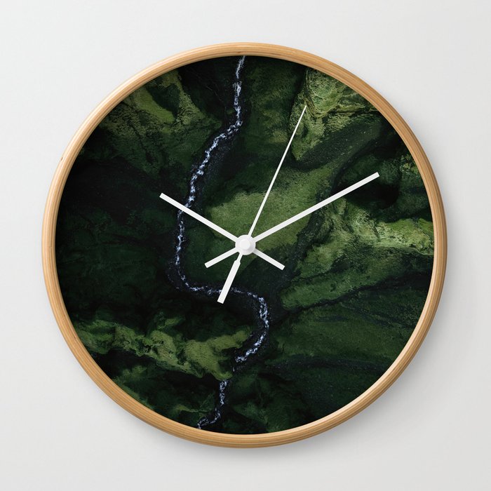 River In A Green Mountain Valley Wall Clock
