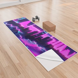 Retrofuturistic Skyline Yoga Towel