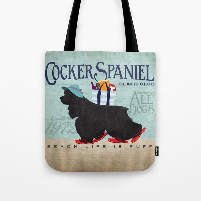 Cocker Spaniel dog beach club flip flops sandals beach life cottage  Tote Bag