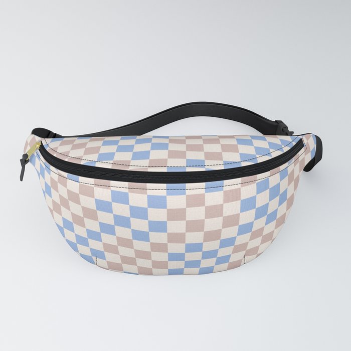 Retro Vintage Check in Baby Blue and Rose Smoke Tan Fanny Pack