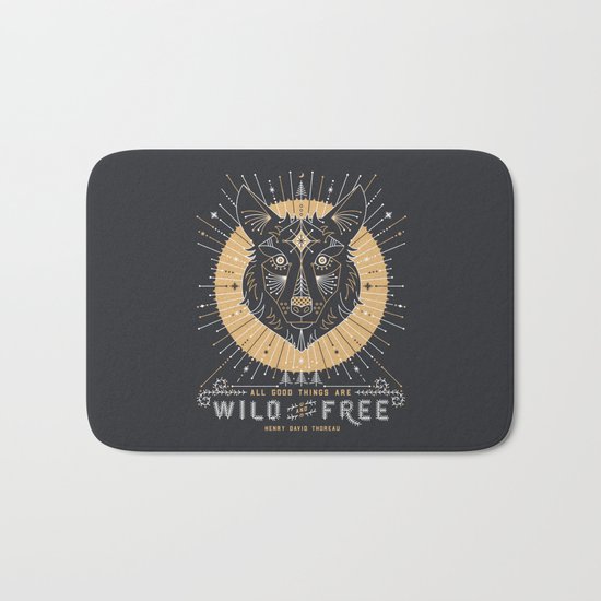 Wild & Free Wolf – Gold & Grey Bath Mat