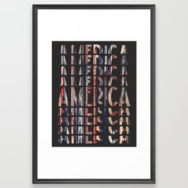 America Stacked Vintage Wood patriotic wall art Framed Art Print