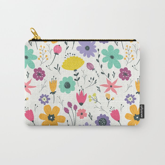 Colorful orange purple modern abstract floral illustration Carry-All Pouch