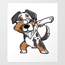 Funny Dabbing Australian Shepherd Dog Dab Dance Art Print By Barktrends Society6