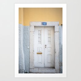 Alfama Portugal | White Door | Yellow Blue Wall Art Print
