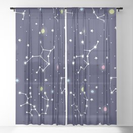 galaxy space pattern / blue pattern Sheer Curtain