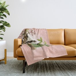 Panda under sunlight - Pink Throw Blanket