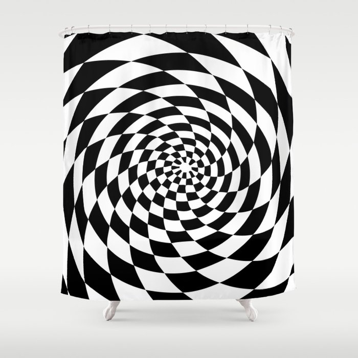 Optical Illusion Op Art Black and White Retro Style Shower Curtain