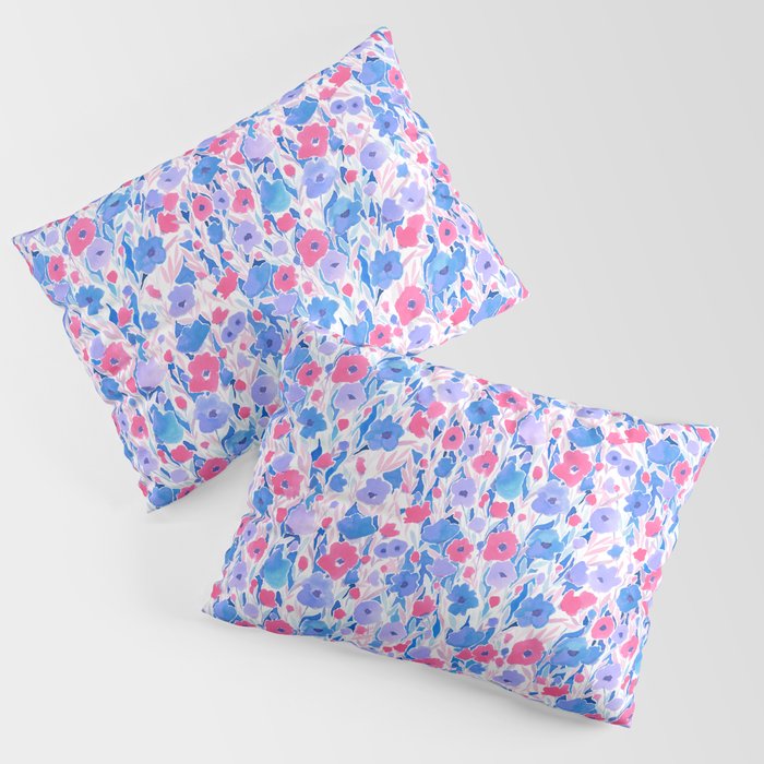Flower Field Lilac Blue Pillow Sham