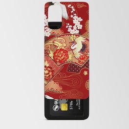 Spring Japanese background with fans and cranes Android Card Case