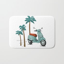 Vespa & Palm Trees - Sage by Linda Sholberg Bath Mat | Scooter, Summer, Film, Adventure, Vespas, Vespa, Digtal, Motorcycle, Painting, Italy 
