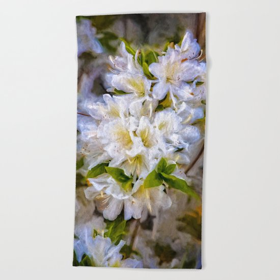 White Rhododendron Beach Towel