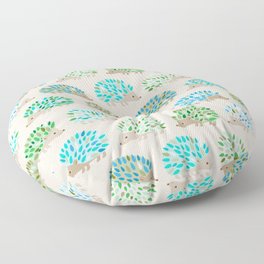 Hedgehog polkadot in green and blue Floor Pillow