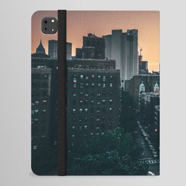 New York City skyline above Chinatown neighborhood in Manhattan at sunset iPad Folio Case