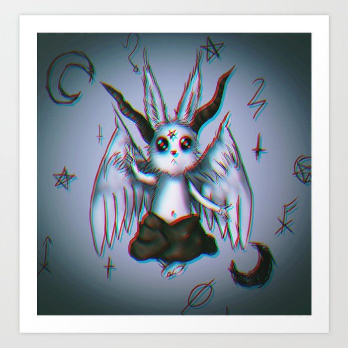 Demon bunny, creepy cute rabbit, cute animals Art Print by Hekkoto