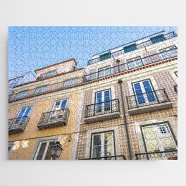 Colorful azulejos on buildings in Bairro Alto Lisbon Portugal - summer travel photography Jigsaw Puzzle