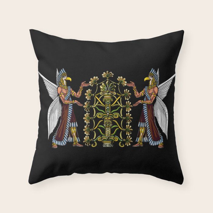 Anunnaki Aliens Ancient Sumerian Gods Throw Pillow by Nikolay Todorov