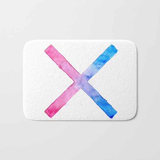 SUICIDE SQUAD HARLEY QUINN INSPIRED RED AND BLUE CROSS. Bath Mat