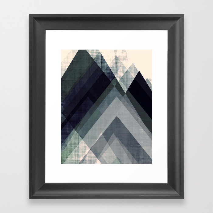 Mountain Art Geometric Contemporary Print Modern Colorful Wall Midcentury Framed