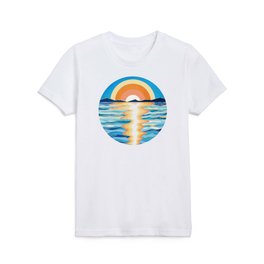 Retro Ocean Sun Kids T Shirt