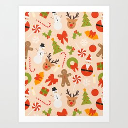 Festive Christmas Mix Pattern Art Print