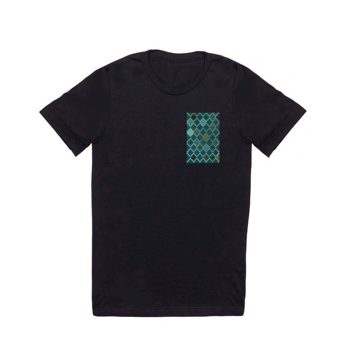 Diamond Mosaic Teal Gold T Shirt