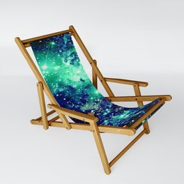 Fox Fur Nebula Galaxy Teal Midnight Blue Sling Chair