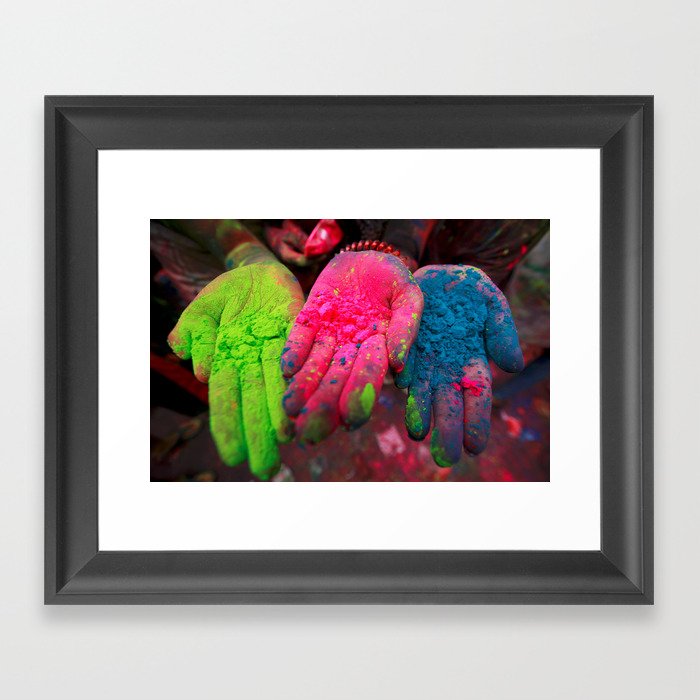 Holi Colour Hands Framed Art Print