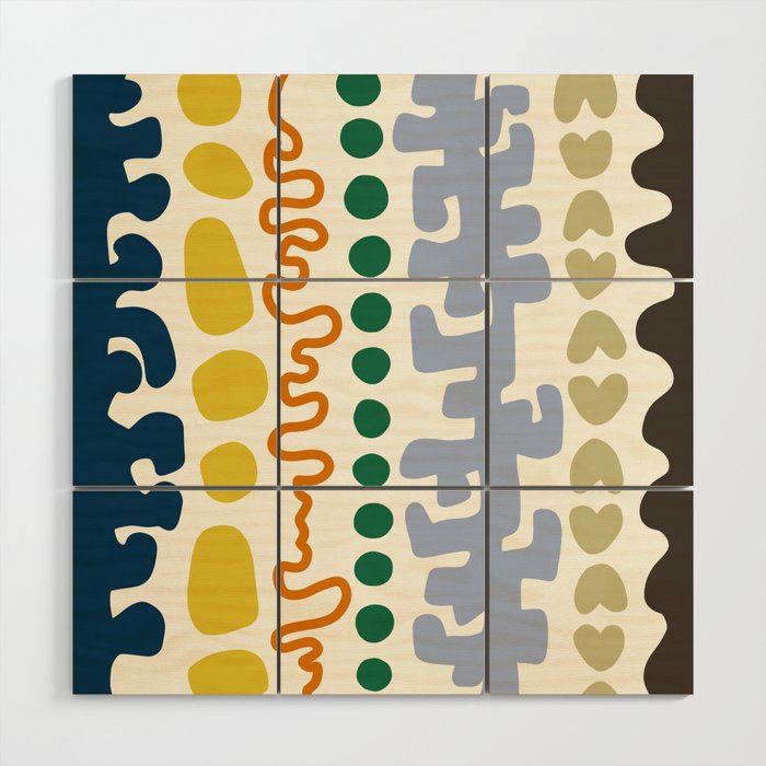 Abstract vintage colorful pattern collection 3 Wood Wall Art