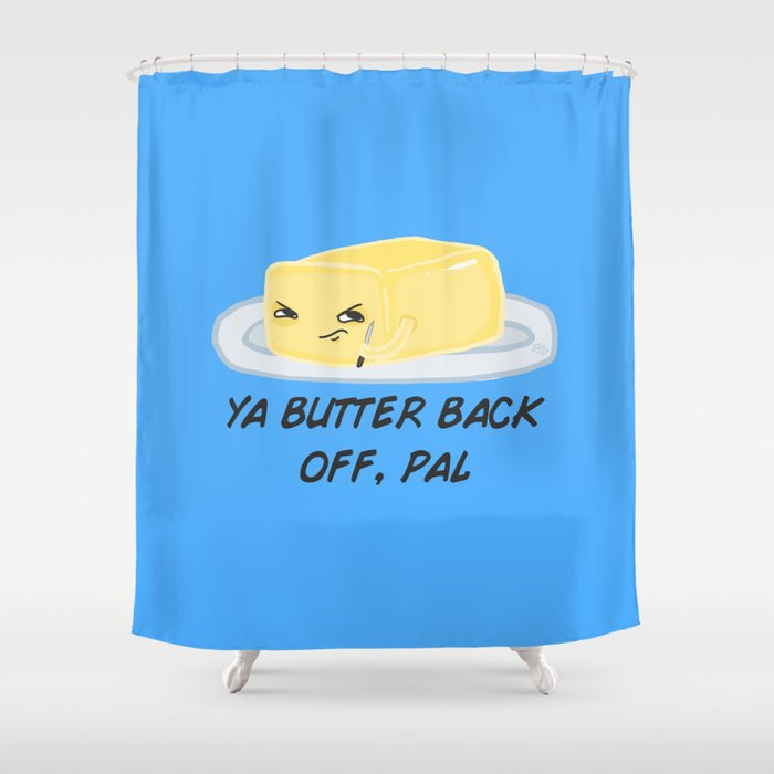 picture Shower Puns sour food puns butter shower curtain by bleachydrew