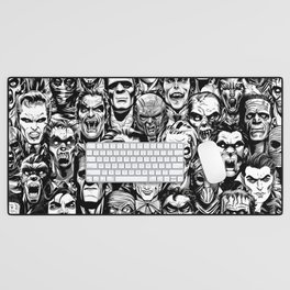 Zombie Vampire Mummy Werewolf Frankenstein Halloween Pattern Desk Mat