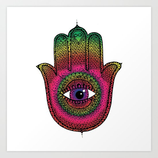 Hamsa: Made by a rainbow Art Print
