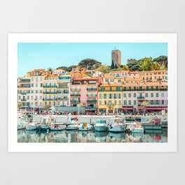 Cannes City Print, Luxurious Yachts And Boats, French Riviera, Travel Print, City Marina Port In France Poster, Colored Houses Photography, Colorful Home, Home Decor, Wall Art Print Art Print