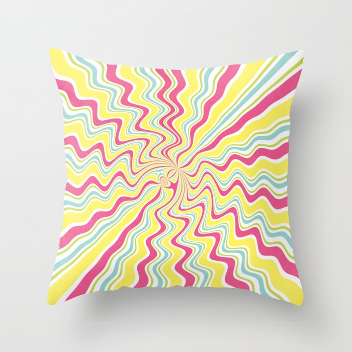 Crazy pastel rays Throw Pillow