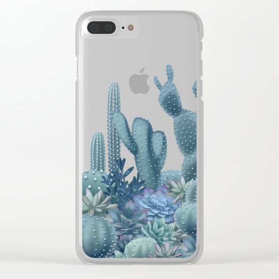 Milagritos Cacti on Rose Quartz Background Clear iPhone Case