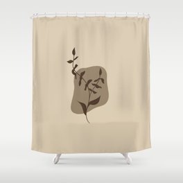 Abstract Line Art - Brown Plants Shower Curtain