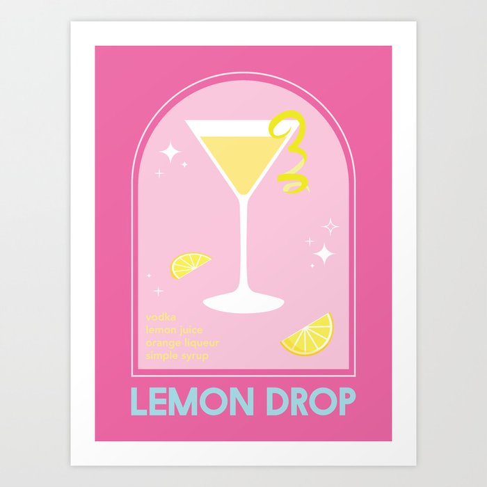 Lemon Drop Martini Cocktail Art Print