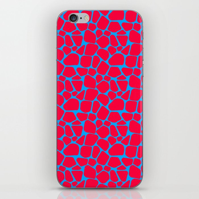 Neon Red Blue Giraffe Pattern iPhone Skin