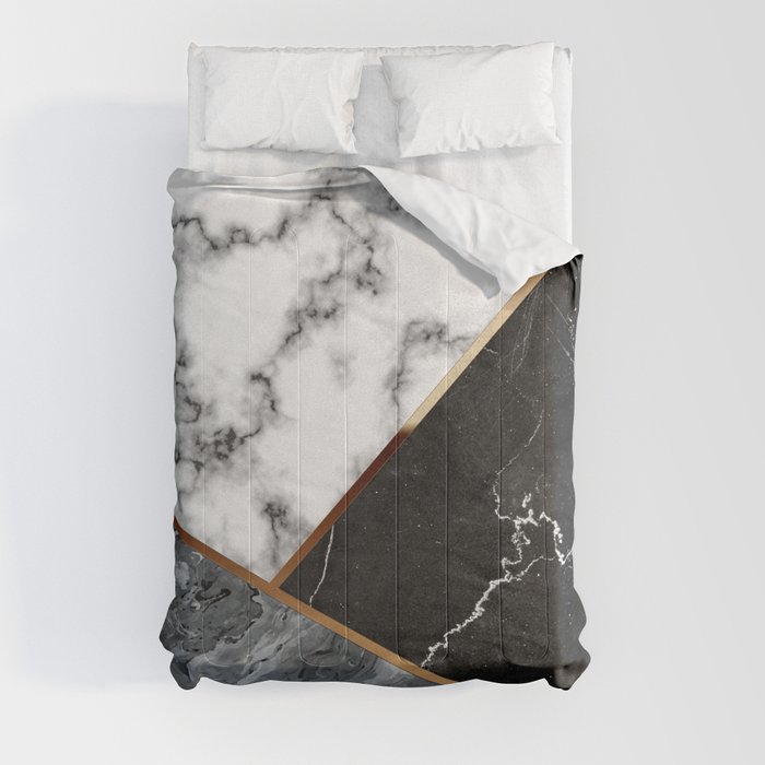 Elegant Silver Marble with Bronze Lining Comforter by KA Creative ...