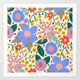 Pure Joy - colorful Floral  Art Print